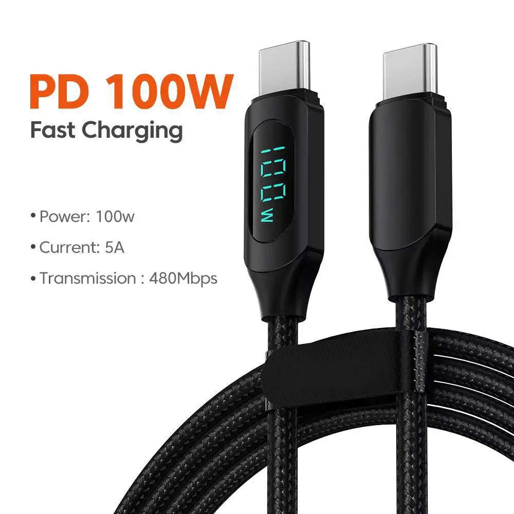 100W 1m/2m Type C to Type C PD Fast Charging Quick Charger USB C to USB C Display Cable For Xiaomi POCO Huawei Data Cord Wire