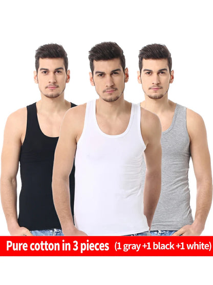 1/3/5 Piece Men's Cotton Sports Skinny Vest Teenagers Leisure Joker Sleeveless T Men's Fitness Training Simple Top