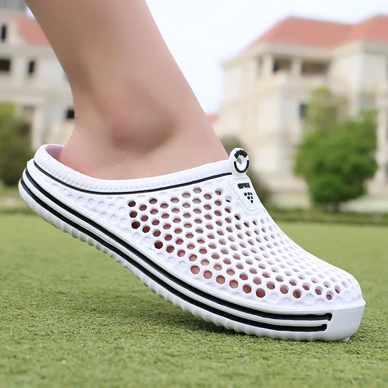 YRZL Mens Sandals Light EVA Summer Casual Shoes Hole Shoes Clogs Lovers Home Garden Outdoor Big Size 45 Male Beach Flat Slippers