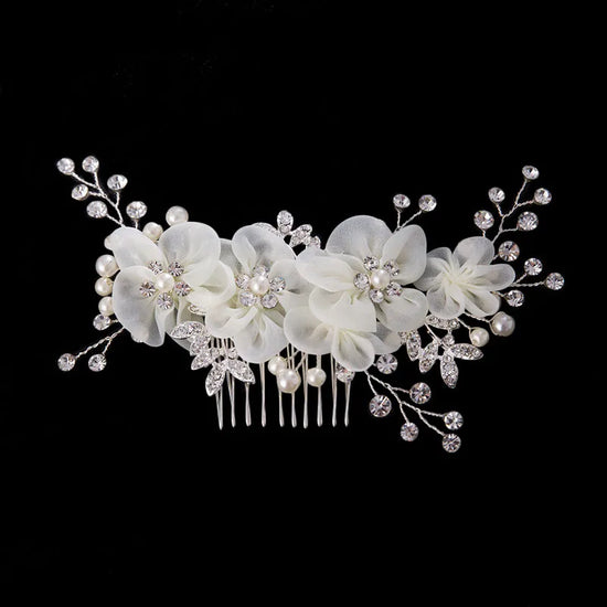 Flower Pearl Crystal Hair Clip Wedding Hair Comb Hairpin Headbands For Bride Women Wedding Hair Accessories Jewelry Tiara Gift
