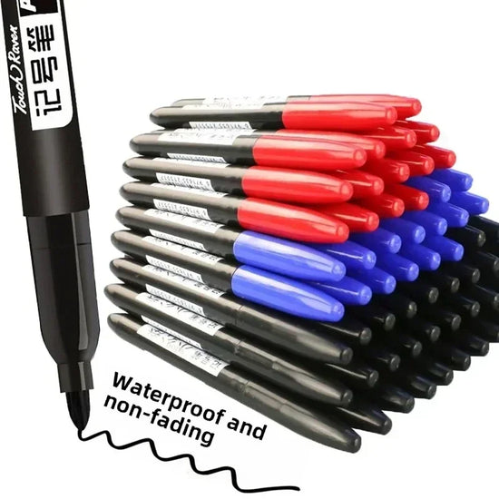 6PCs/Set Permanent Marker Pen Fine Point Waterproof Markers Thin Nib Crude Nib Black Blue Red Ink 1.5mm Fine Color Marker Pens