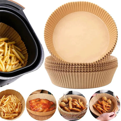 50/100/200pcs Disposable Air Fryer Paper Liners – Round/Square Silicone Oil Baking Paper