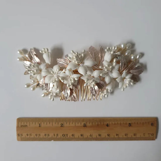 SLBRIDAL Handmade Ins Style Luxury Rhinestone Crystal Porcelain Flower Bridal Tiara Wedding Bridesmaids Crown Women Hair Jewelry