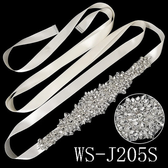 Silver Bridal Wedding Waistband Sparkling Crystal Handmade Sash for Women Wedding Supplies Jewelry Accessories