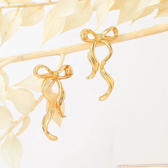 1 Pair of Geometric Fashion Temperament Women Simple Bow Earrings Elegant Women Daily Clothing Jewelry Accessories