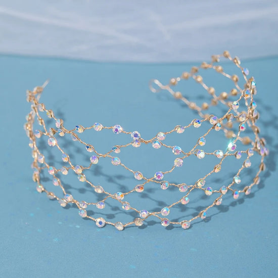 Luxury Pearl Headband Tiara For Women Bride Party Bridal Wedding Hair Accessories Jewelry Vine Headband Tiara Gift