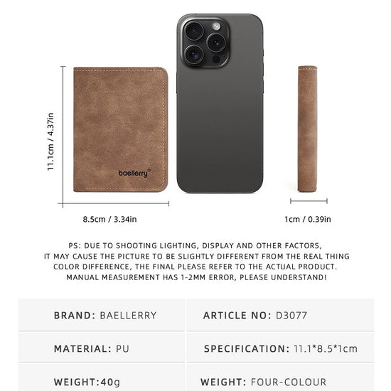 Baellerry Wallet for Men PU Leather Front Pocket Minimalist Money Clip Travel Essentials
