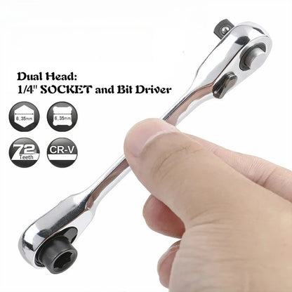 1/4 inch Drive Deep Socket Set 6-Point Hex Short Socket Set Ratchet Wrench 72 Tooth Drive Ratchet Socket Wrench Tool