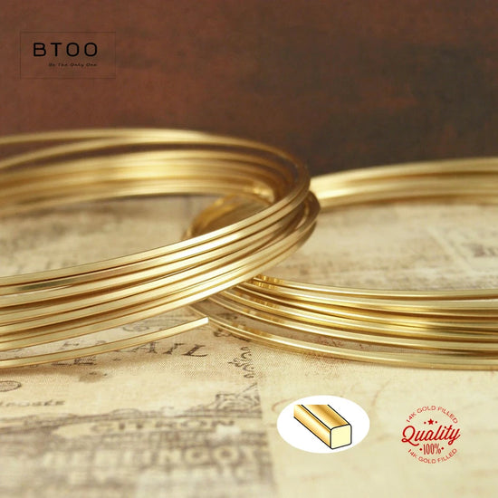 14K Gold Filled Square Wire One Meter Half Hard/Dead Soft 14K Gold Filled Beading Wire Handmade DIY Jewelry Making Findings