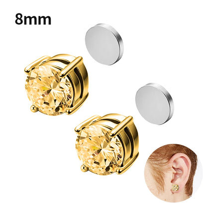 1/3 Pair Crystal Strong Magnetic Ear Stud Clip Earrings for Men and Women Punk Round Zircon Magnet Earrings Non Piercing Jewelry