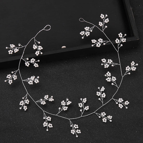 Gold/Silver Color Headbands Bride Hair Accessories Flower Pearl Crystal Hairbands Bridal Tiaras Headpiece Wedding Hair Jewelry