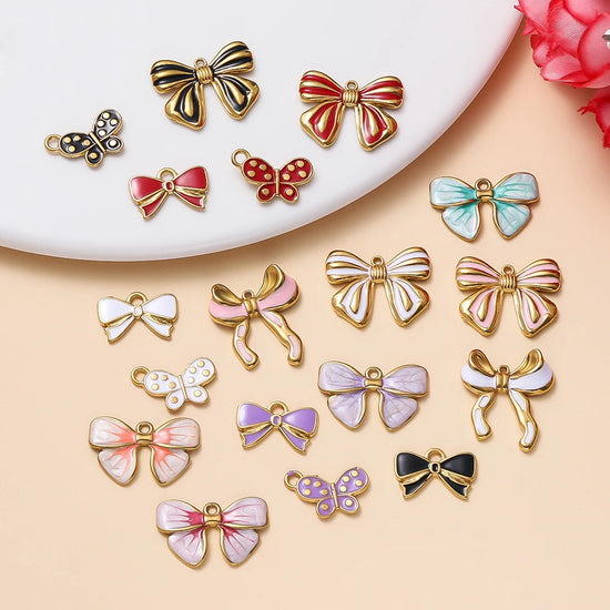 2Pcs/Pack Stainless Steel 5 Styles Butterfly Shape Pendants for Handmade DIY Women Man Hoop Earring Jewelry Making Supplies