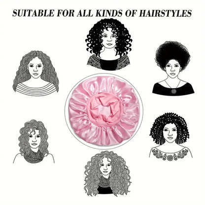 1/2pc Satin Wide Brim Nightcap Silky Bonnet Hair Wrap Sleeping Sleep Cap With Elastic Soft Band Styling Cap Hair Wrapping Tool